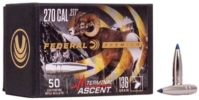 Federal Premium Terminal Ascent Bullets 270 Cal (.277) 136gr 50/Box