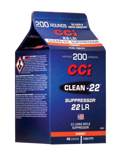 CCI Clean-22® Supressor Target Ammo 22 LR Lead RN 45gr 200/Box