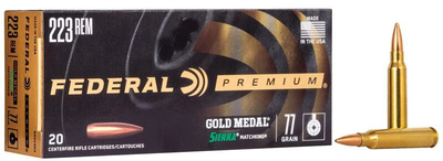 Federal Gold Medal Ammo 223 Rem Sierra Matchking BTHP 77gr 20/Box