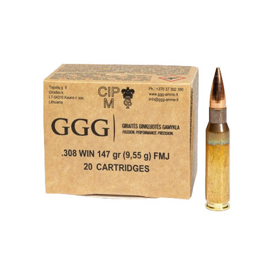 GGG Ammo .308 Win 147gr FMJ 20/Box