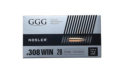 GGG Ammo .308 Win 175gr HPBT Nosler 20/Box