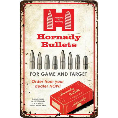 Hornady Bullets Rustic Tin Sign